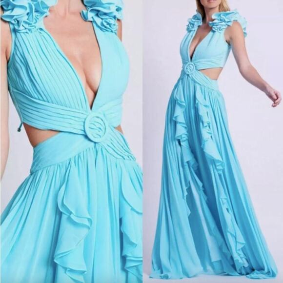 PatBo Cyan Flutter Sleeve Maxi Dress - Picture 1 of 12